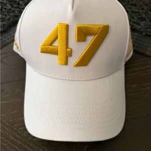 Turning point USA -White Baseball Cap with Bold Yellow '47' Embroidery